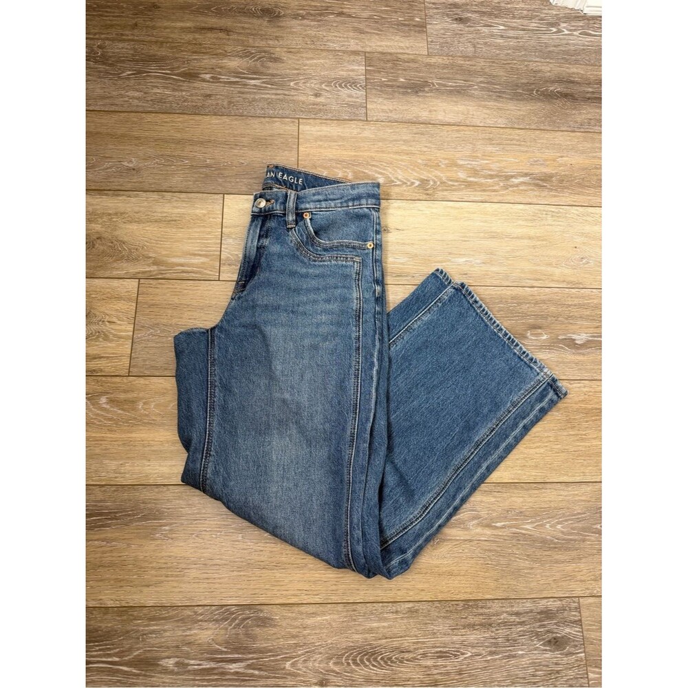 American Eagle Outfitters  Blue High Rise Straight Leg Stovepipe Jeans Sz 4